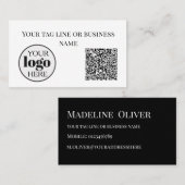 Carte De Visite Logo de code QR blanc simple noir (Devant / Derrière)