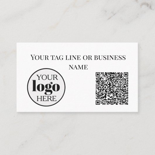 Carte De Visite Logo de code QR blanc simple noir (Devant)