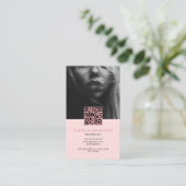 Carte De Visite Logo de code QR de la photo rose pâle minimale (Debout devant)