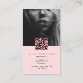 Carte De Visite Logo de code QR de la photo rose pâle minimale (Devant)