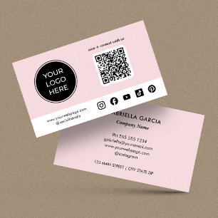 Carte De Visite Logo de code QR de médias sociaux personnalisé ros
