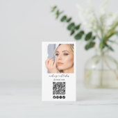 Carte De Visite Logo de code QR de photo de maquillage de script n (Debout devant)