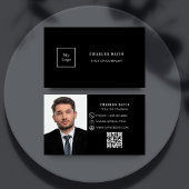 Carte De Visite Logo de code Qr de photo noir blanc