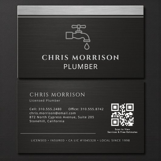 Carte De Visite Logo de code QR de robinet de plomberie