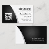 Carte De Visite Logo de code QR d'entreprise - Professionnel noir (Devant / Derrière)