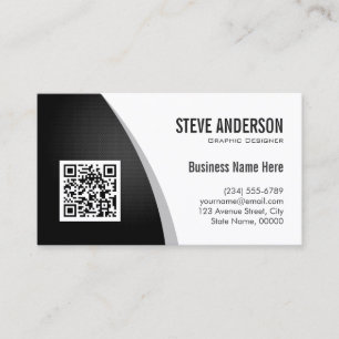 Carte De Visite Logo de code QR d'entreprise - Professionnel noir 