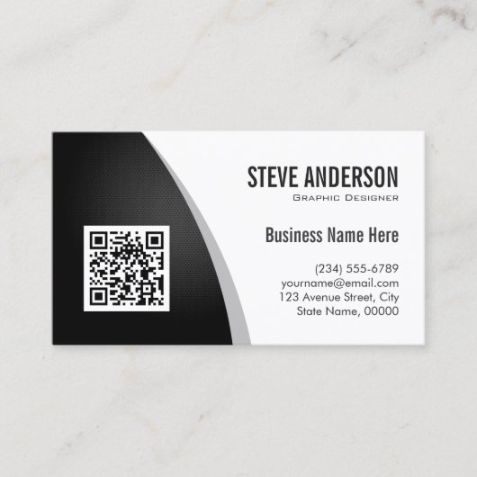 Carte De Visite Logo de code QR d'entreprise - Professionnel noir (Devant)