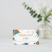 Carte De Visite Logo de code QR Gold Turquoise Aquarelle Splatter (Debout devant)