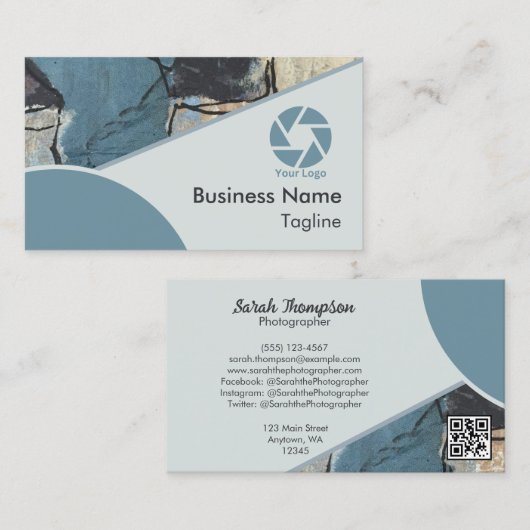 Carte De Visite Logo de code QR gris gris gris Abstrait (Devant / Derrière)