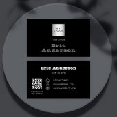 Carte De Visite Logo de code QR gris noir