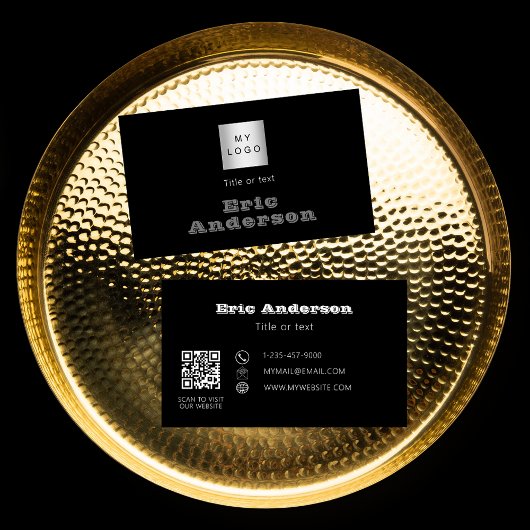 Carte De Visite Logo de code QR gris noir