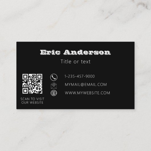 Carte De Visite Logo de code QR gris noir (Dos)
