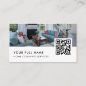 Carte De Visite Logo de code QR Housecleaning Entreprise moderne (Devant)