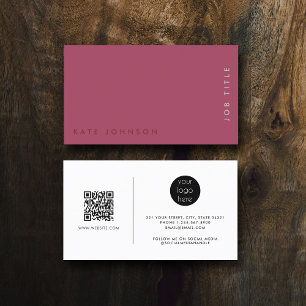 Carte De Visite Logo de code QR minimaliste rose moderne professio