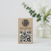 Carte De Visite Logo de code QR Modern Kraft Simple Professional (Debout devant)