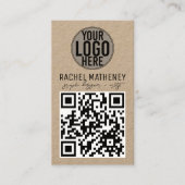 Carte De Visite Logo de code QR Modern Kraft Simple Professional (Devant)