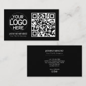 Carte De Visite Logo de code QR moderne noir (Devant / Derrière)