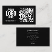 Carte De Visite Logo de code QR moderne noir (Devant / Derrière)