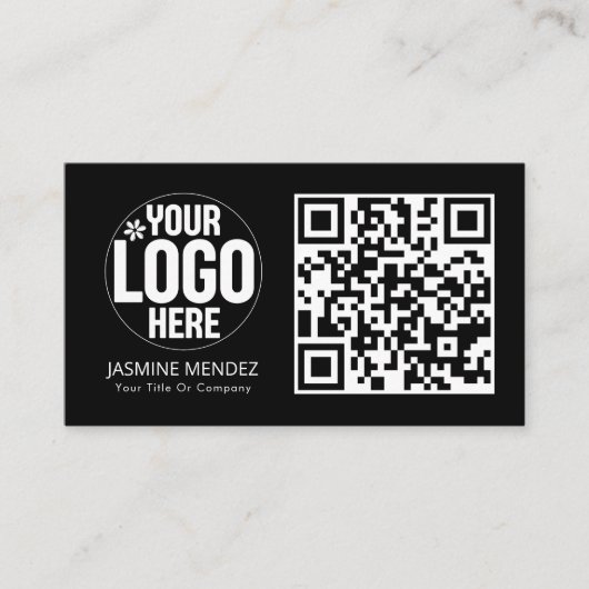 Carte De Visite Logo de code QR moderne noir (Devant)