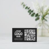 Carte De Visite Logo de code QR moderne noir (Debout devant)