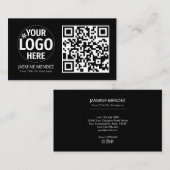 Carte De Visite Logo de code QR moderne noir (Devant / Derrière)