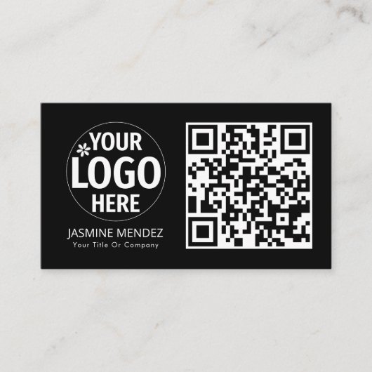 Carte De Visite Logo de code QR moderne noir (Devant)
