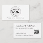 Carte De Visite Logo de code QR Moderne Simple (Devant / Derrière)