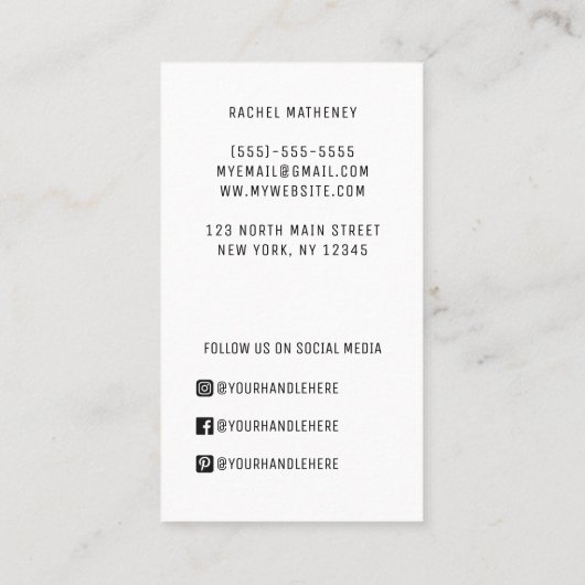 Carte De Visite Logo de code QR Moderne Simple Blanc Professionnel (Dos)