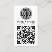 Carte De Visite Logo de code QR Moderne Simple Blanc Professionnel (Devant)