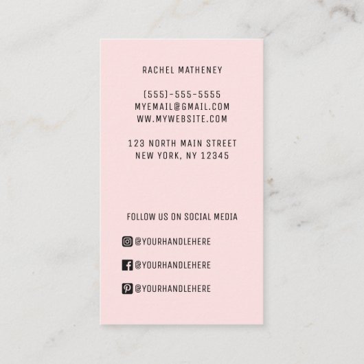 Carte De Visite Logo de code QR Moderne Simple Blush Pink Professi (Dos)