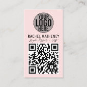 Carte De Visite Logo de code QR Moderne Simple Blush Pink Professi (Devant)