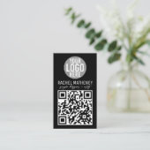 Carte De Visite Logo de code QR Moderne Simple Noir Professionnel (Debout devant)