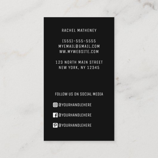 Carte De Visite Logo de code QR Moderne Simple Noir Professionnel (Dos)