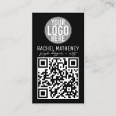 Carte De Visite Logo de code QR Moderne Simple Noir Professionnel (Devant)