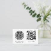 Carte De Visite Logo de code QR moderne Simple White Professional (Debout devant)