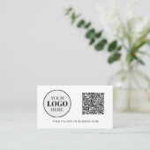 Carte De Visite Logo de code QR noir blanc moderne (Debout devant)