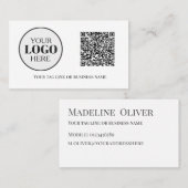 Carte De Visite Logo de code QR noir blanc moderne (Devant / Derrière)