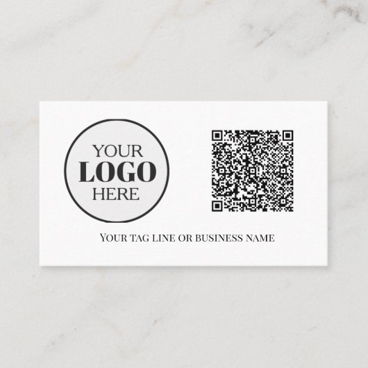 Carte De Visite Logo de code QR noir blanc moderne (Devant)