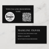 Carte De Visite Logo de code QR Noir Simple (Devant / Derrière)
