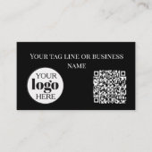 Carte De Visite Logo de code QR Noir Simple (Devant)
