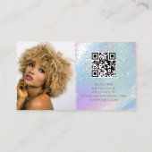 Carte De Visite Logo de code QR opale holographique brillant de be (Dos)