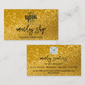 Carte De Visite Logo de code QR Parties scintillant en ligne Gold  (Devant / Derrière)