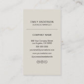 Carte De Visite Logo de code QR personnalisé Beige minimal (Dos)