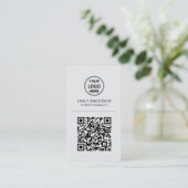 Carte De Visite Logo de code QR personnalisé gris minimal (Debout devant)