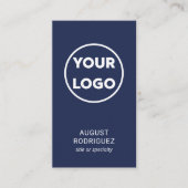 Carte De Visite Logo de code QR personnalisé Marine moderne bleu (Devant)