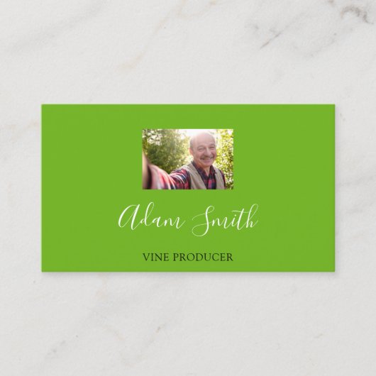 Carte De Visite Logo de code QR personnalisé Mention photo verte p (Devant)