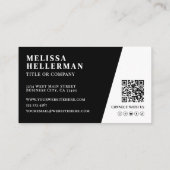 Carte De Visite Logo de code QR photo noir (Dos)