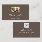 Carte De Visite Logo de code QR Photo personnalisée Brown (Devant / Derrière)