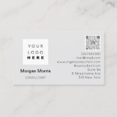 Carte De Visite Logo de code QR Photo Professional Société Gris (Dos)