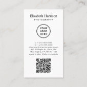 Carte De Visite Logo de code QR photo professionnel (Dos)
